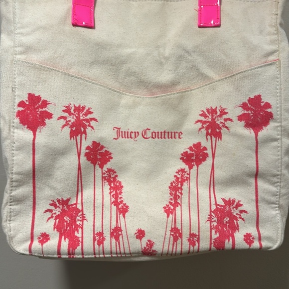 Juicy Couture Canvas Hot Pink Palm Tree Beach Bag/Tote - Picture 2 of 7